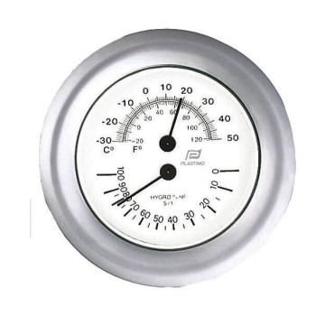 Chrome Thermometer Hygrometer 4" with Refined Bezel Plastimo