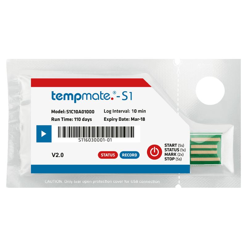 Data Logger para Temperatura de 1 Solo Uso Tempmate S1V2