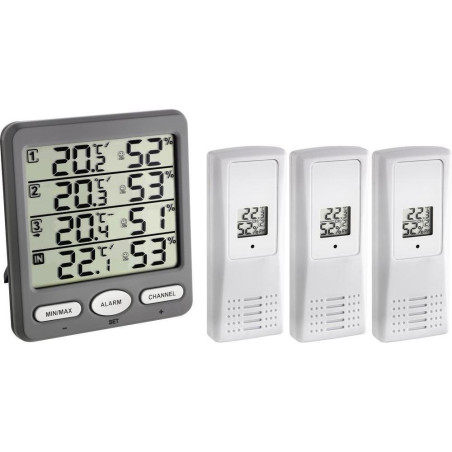 Digital Thermohygrometer with 3 Transmitters TFA Klima Monitor